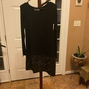 Bailey 44 JERSEY KNIT DRESS WITH FAUX LEATHER BOTTOM MEASUREMENTS PROVIDED